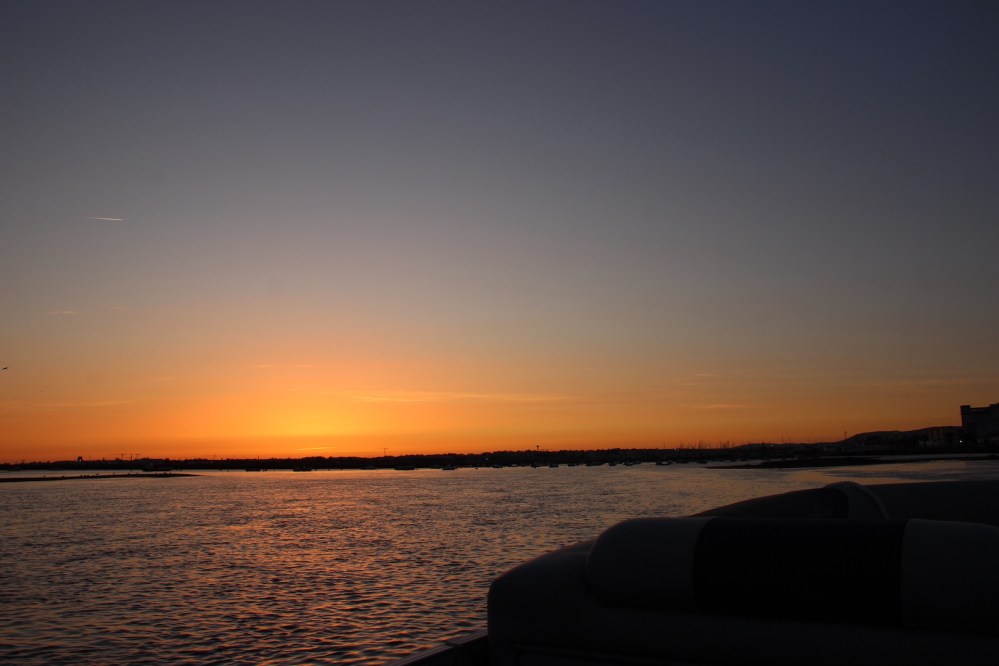 Boating at sunset
